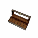 PEXORVA Brown PU Leather 6 Slot Watch Box Cushioned Compartments 6Slot Watch Box Metal Latch, Brown|Jewelry & Watches | Jewelry