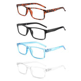 Yuluki 4 Pack Reading Glasses Blue Light Blocking for Men Women,Spring Hinge Fashion Readers Rectangular Frame,Anti Glare Eyestr