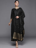 Gosriki Women'S Straight Ruby Cotton Kurta With Palazzo & Dupatta (Game-Hit-Black_S-Go_Black_Small),Black,,B09Q65D9HX