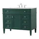 Elegant Decor Park Avenue 42 Metal Mdf Marble Single Bathroom Vanity In Green