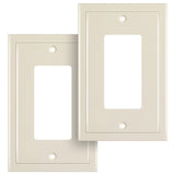 Henne Bery Modern Edge Decorative Wall Plate Switch Plate Outlet Cover, Durable Solid Zinc Alloy (Single Decorator 2PK, Light Al