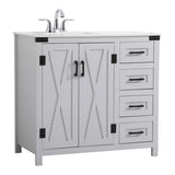 Elegant Decor Grant 36 MDF Wood and Engineered Stone Bathroom Vanity in Gray
