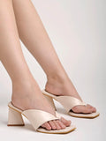 Shoetopia Women'S Cream Block Heel Thong Sandals Lilac Slip-On Square Toe Heels Design Stylish Comfortable Durable Perfect For Casual & Party Eu38,Cream,5,B0DCSHMB6C