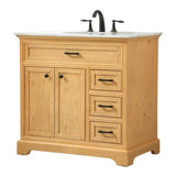 Elegant Decor Americana 36 Aluminum MDF Single Bathroom Vanity in Natural Wood