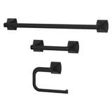 Pfister Bruxie 3-Piece Bathroom Hardware Set with Towel Bar, Towel Ring, and Toilet Paper Holder, Wall-Mounted, Matte Black Fini