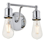 Living District Serif 2-Light Mid-Century Metal Wall Sconce In Chrome