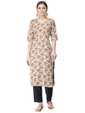 Pinkmint Kurta Set for Women Cotton Printed Straight Kurta with Pant (Pack of 1)