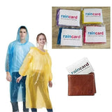 Raincard Disposable Rain Poncho, Unisex, Hooded, WalletSized Compact Pack, Multicolour Set Of 6
