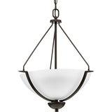 Bravo Collection 3-Light Antique Bronze Etched Glass Modern Inverted Pendant Light