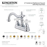 Kingston Brass Kb1601Px Heritage 4-Inch Centerset Lavatory Faucet With Porcelain Cross Handle, Polished Chrome