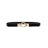 Fdream WomenS Elastic Stretch Waist Belt With Gold Double Circle Buckle, Adjustable Fashion Dress Belt For Dresses, Kurtis, Top
