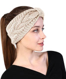 Winter Woolen Headband For Women And Girls Knitted Bow Hair Band For Spa Casual Ear Warmer Earmuff (Beige, Freesize)
