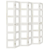 vidaXL Room Divider 5 Panels White Solid Wood Paulownia