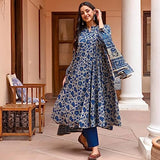 Gosriki Women'S Rayon Blend Anarkali Printed Kurta With Pant & Dupatta (Goto-Blue-Gs_S_Blue_Small),Blue,,B0CC9L8S88