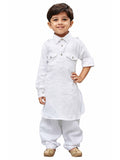 JBN Creation Boys' White Cotton Pathani Kurta Set || Elegance for Holi & Eid Celebration_VASBPTWH009_32