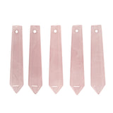 50mm Natural Rose Quartz Hexagonal Wand Jewelry Making Crystal Pointed Chakra Reiki Healing Beads 2mm Hole Drilled(Pack of 5)
