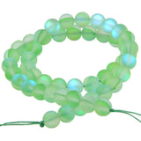 Matte Aurora Crystal Glass Beads Gemstone 6MM Green Frosted Glitter Shining Mermaid Round Loose Beads Frosted Moonstone for Jewe