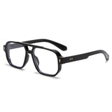 LJCZKA Pilot Blue Light Blocking Glasses Women Men 70s Retro Square Frame Oversized Computer Eyeglasses Anti Glare Clear Lens (B