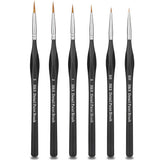 H&S Fine Detail Paint Brush Set for Oil & Acrylic Painting - 6pcs - Thin Tip Paint Brushes with Synthetic Hair - Miniature Model