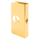 PrimeLine U 9549 Brass Lock and Door Reinforcement Plate for 13/8 In. Thick Doors, Brass Finish (Single Pack)