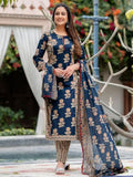 Anni Designer Women'S Rayon Blend Straight Printed Kurta With Pant & Dupatta (Alaya Navy Blue_Xxl_Navy Blue_Xx-Large),Navy Blue,2XL,Rayon Blend,Regular,