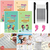 PULSBERY Magic Practice Book for Kids Magic Practice Reusable Handwriting Number Tracing Book for Preschoolers with Pen Book f