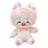 niannyyhouse Rabbit Ears Boy Stuffed Body 20cm Plush Doll Wearable Clothing (10-with Skeleton)
