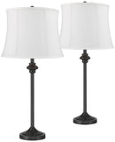 360 Lighting Lynn Modern Industrial Buffet Table Lamps 26 Tall Skinny Set of 2 Dark Bronze Brown Metal White Fabric Softback Dru