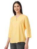 FYLTR Women's Fashion V-Neck Top with Roll-up Sleeves,Yell-Ove