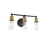 Living District Serif 3-Light Metal Wall Sconce In Brass And Black