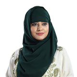 WomenS Georgette Designed Stylish Polycotton Feel Good Fabric Jersey Scarf Ladies Wrap Large Hijab (Bottle Green)