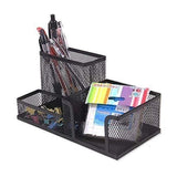GION Metal Mesh Pen Stand/Pen Holder Desktop Storage Organizer Multipurpose 3 Compartments Pencil Container for Student Statione
