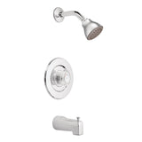 Moen Chrome Chateau Tub and EcoPerformance Shower Trim Featuring Showerhead, Shower Knob, and Tub Spout, Valve Required, T471EP