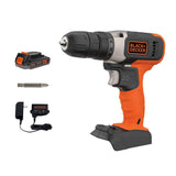 BLACK+DECKER 20V MAX Cordless Drill Kit with Battery, Charger, and Double Ended Bit (BCD702C1)