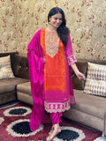 Anni Designer Women'S Rayon Blend Straight Embroidered Kurta With Pant & Dupatta (Lasivan Pink-Vks01_Xxl_Pink_Xx-Large),Pink,2XL,,,