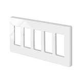 1 Pack BESTTEN 5-Gang Screwless Wall Plate, Decorator Outlet Cover, USWP4 Glossy Off White, Decor Face Plate for Light Switch, D
