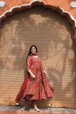 Gosriki Women'S Rayon Viscose Anarkali Printed Kurta With Pant & Dupatta (Acacio Red-Gs_L_Red_Large),Red,,B0FDBGS5N1