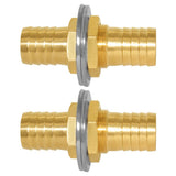 Uenede 2PCS Brass Straight Barb Bulkhead Fitting 3/4OD Barb Thru-Bulk Coupling Tank Connector Hose Pipe Fitting for Water/Oil/Ga