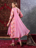 Anni Designer Women'S Cotton Blend Printed Straight Kurta And Pant With Dupatta (Kaleping-Pink_M_Pink_Medium),Pink,M,Cotton Blend,Regular,
