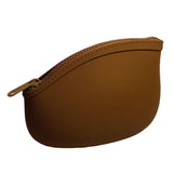 WHHJM Small Makeup Bag Premium Silicone Purse Bag Multifunctional Essential Bag Zipper Pouch Water and Heat Resistant (Brown)