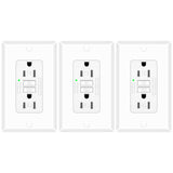 3 Pack 15 Amp GFCI Outlet, Self-Test Ground Fault Protector with LED Indicator, Tamper Resistant GFI Electrical Receptacle, ETL