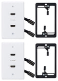 YOEMELY 8K HDMI Wall Plate in White, 2 Port, 2 Pack, HDMI Outlet Wall Plate with HDMI Wall Outlet Cable to Support 8K 60Hz and 4