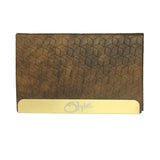 Style Shoes Golden Brown Pu & StainlessSteel Business Card Holder Wallet Credit Card Holder With Magnetic Shut For Men & Women