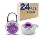LanuBe Standard Dial Combination Lock, 2 inches. Wide, with Different Combinations, Purple Turnplate, Pack of 24; Lock for Schoo