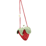 Merishopp Hand Knitted Strawberry Bag With Flower Design Handbag For Work Street Party