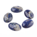 Crafans 20Pcs Natural Sodalite Gemstone Oval Cabochons 30x22mm Flat Back Stone Cabochons Healing Power Stone Chakra Crystal for