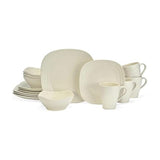 Mikasa Swirl Square White 16 Piece Dinnerware Set, Service for 4
