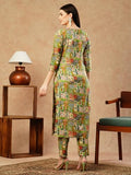 Gosriki Women'S Cotton Blend Straight Printed Kurta With Pant (Ing 10 Green-Nw-Gs_Xl_Green_X-Large),Green,,B0CTCLC5JC