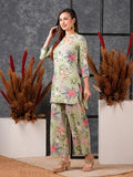 Anni Designer Women'S Cotton Blend Printed Ethnic Co-Ord Set (Ambhiya Pista-Nw_Xxl_Pista_Xx-Large),Pista,2XL,Cotton Blend,Casual,Kurta
