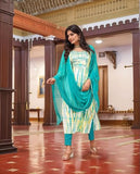 Anni Designer Women'S Rayon Viscose Straight Printed Kurta With Pant & Dupatta (Tiedye Rama Green-Vks08_Xxl_Green_Xx-Large),Green,2XL,Rayon Viscose,Regular,
